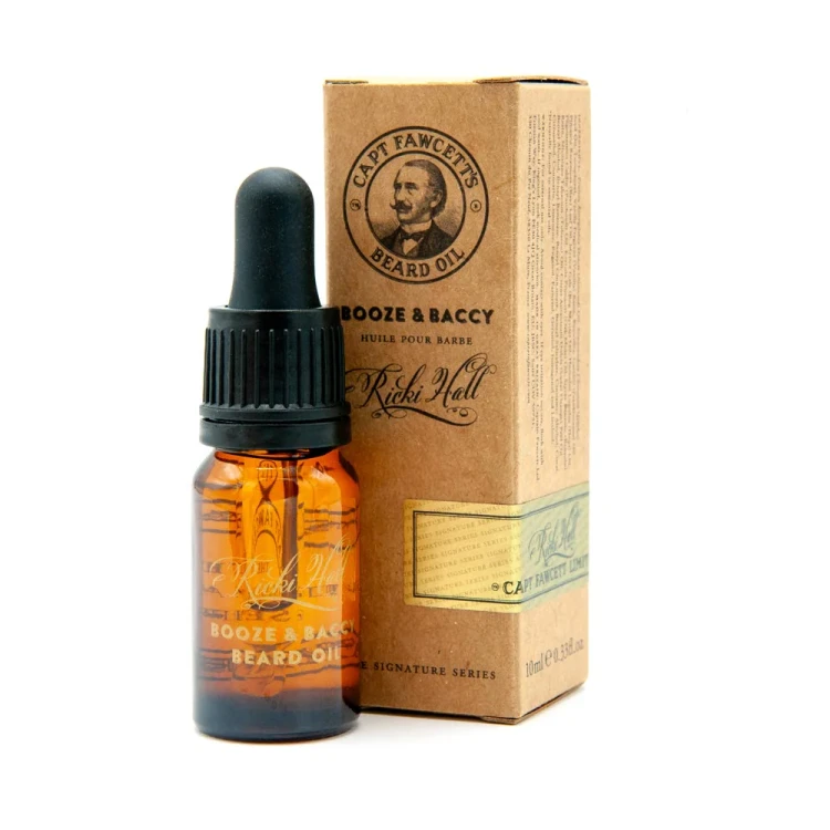 Capitan Fawcett Booze &amp; Baccy Beard Oil – olejek do brody o tytoniowo-alkoholowym zapachu, odżywienie i połysk zarostu