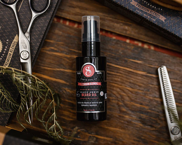 Premium Blends Beard Oil Black Amber – olejek do brody o głębokim, ambrowym zapachu