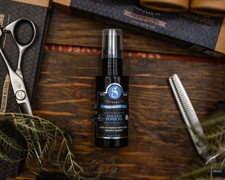 Premium Blends Beard Oil Rum Cask – olejek do brody o ciepłym, rumowym zapachu